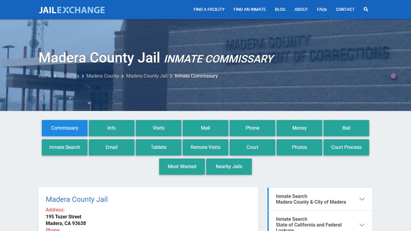 Inmate Commissary, Care Packs - Madera County Jail, CA